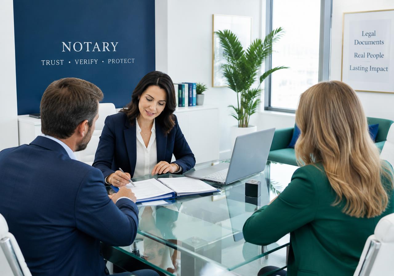 Notary meeting with business clients